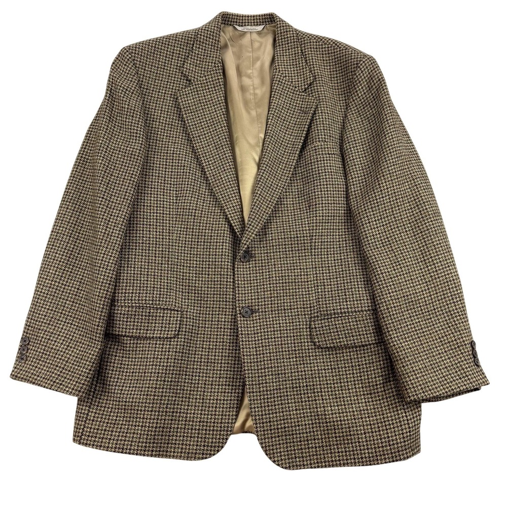 Eddie Bauer Blazer Mens 44 Brown Check Wool Alpaca Tweed Sport Coat Jacket USA